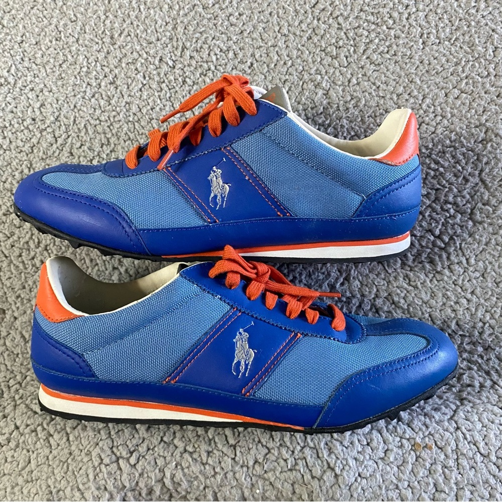 Polo by Ralph Lauren Blue and Orange Men's Sneakers size 9D preppy Y2K